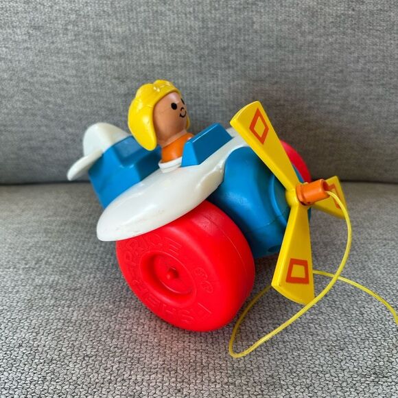 Fisher Price Vintage 1980 Pull Along Plane Toddler Toy - Picture 1 of 6